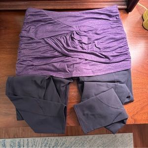 Athleta Yin Yang2-in-1 Skirted Leggings Purple and Gray